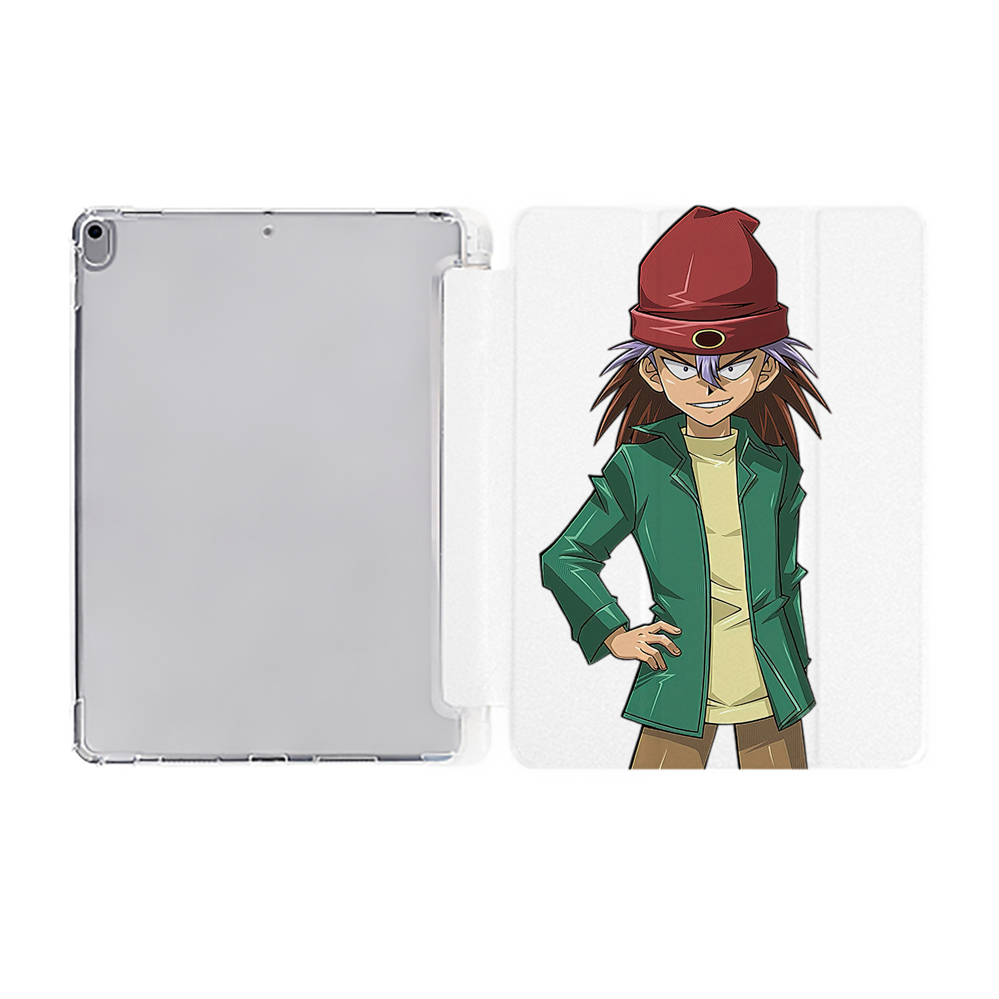 （画像用） 遊☆戯☆王 Yu-Gi-Oh! IPad ケース ペン収納付き 三つ折りスタンド PUレザー×シリコン 対応機種9.5/10.5/10.9インチ